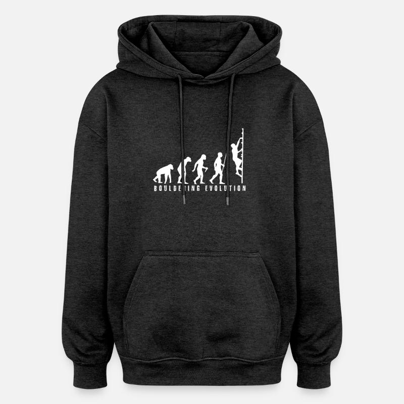 Bouldering évolution - Sweat à capuche oversize unisexe - charbon