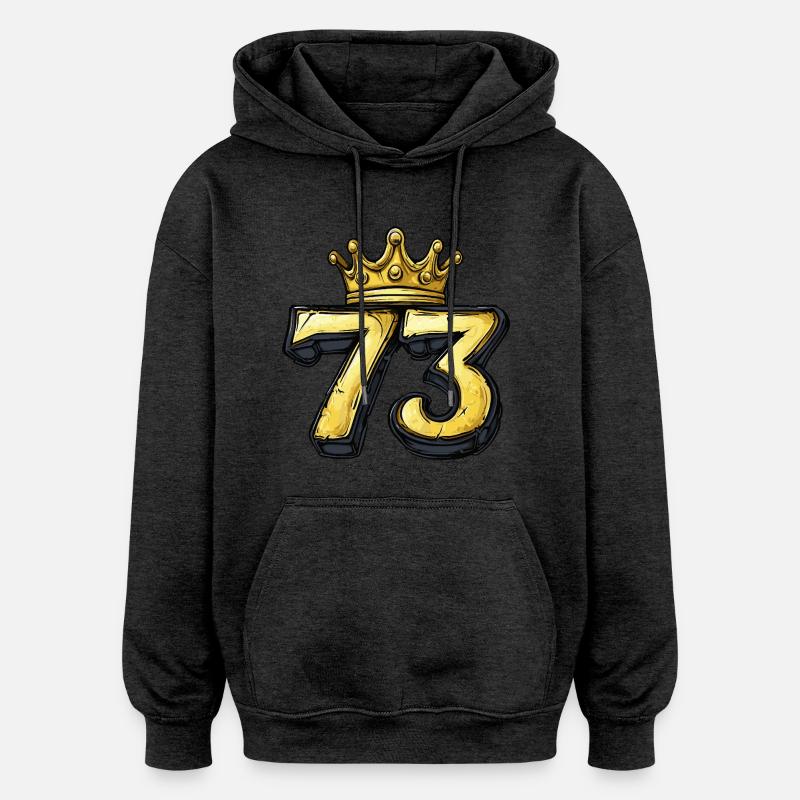 73 Nombre Couronne - Sweat à capuche oversize unisexe - charbon
