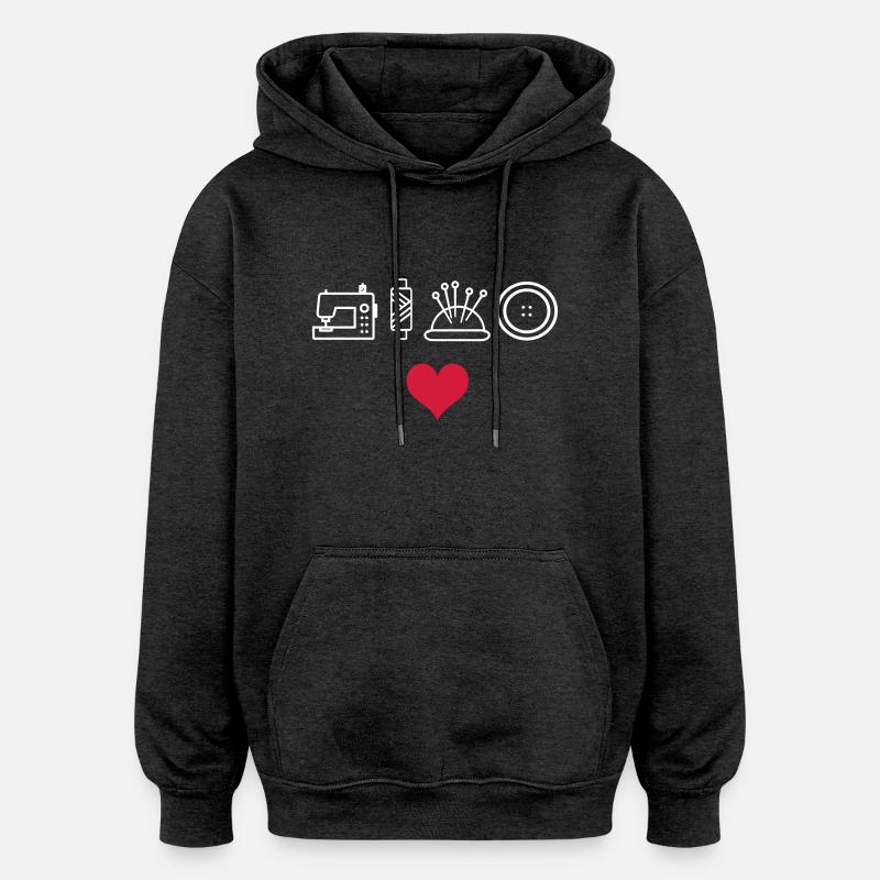 Sew - Sweat à capuche oversize unisexe - charbon