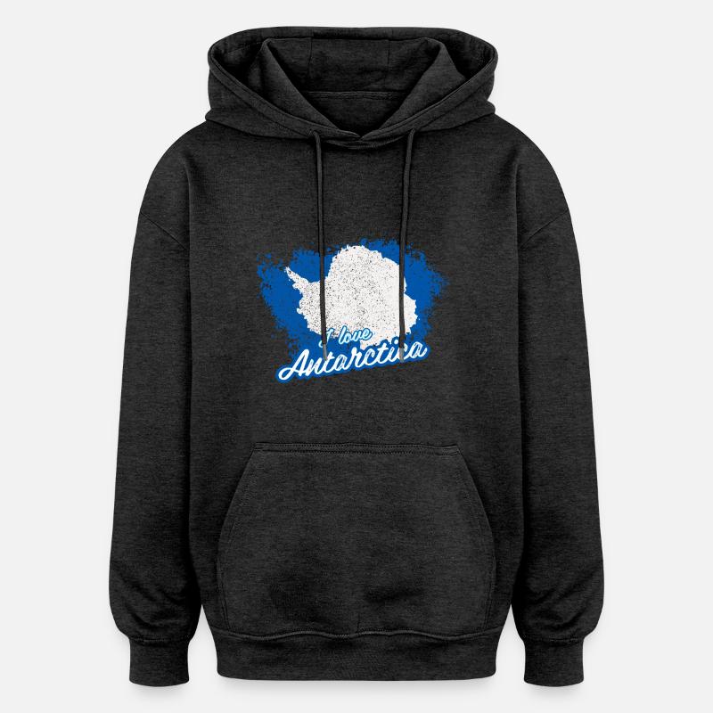J'aime L'Antarctique - Sweat à capuche oversize unisexe - charbon