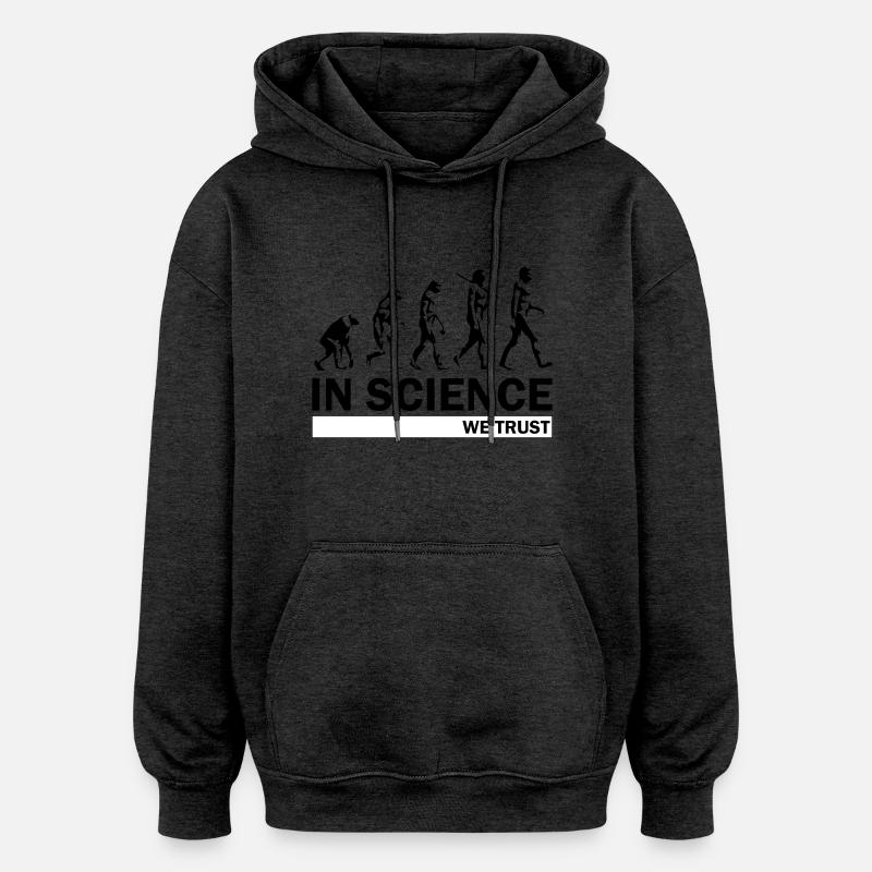 Science Evolution - Oversized Unisex Hoodie - charcoal grey