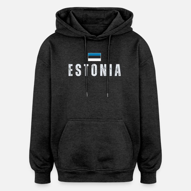 Drapeau estonien, patriote estonien - Sweat à capuche oversize unisexe - charbon