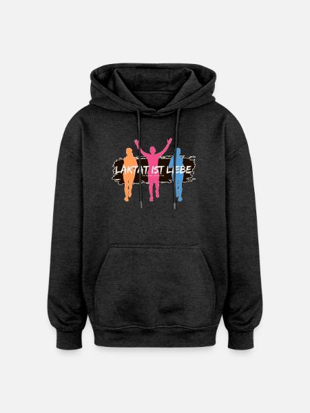 Lactate is Love – Runner Edition - Oversized Unisex Hoodie - charcoal grey