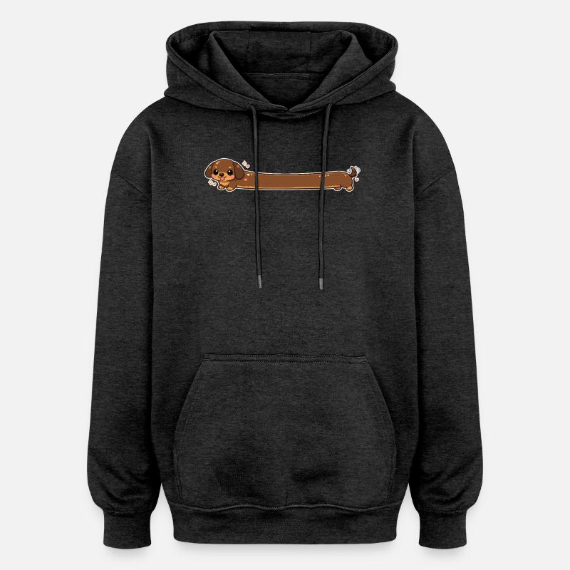 Long, teckel mignon - Sweat à capuche oversize unisexe - charbon
