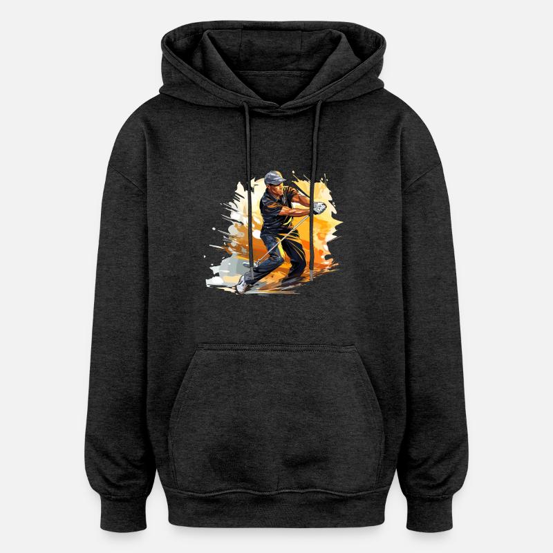 Joueur de golf - Illustration - Sweat à capuche oversize unisexe - charbon