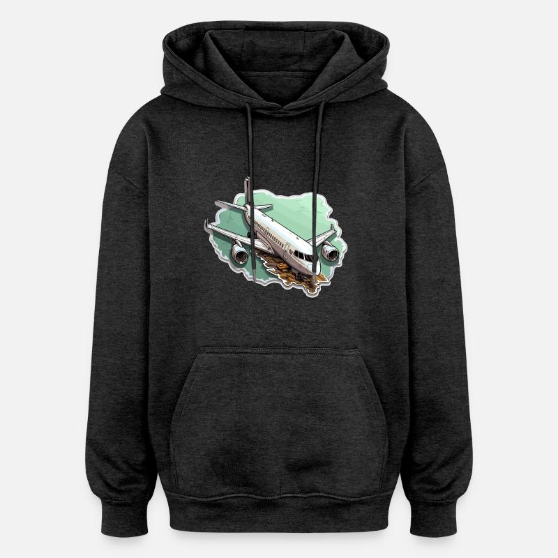 Avion - illustration - Sweat à capuche oversize unisexe - charbon