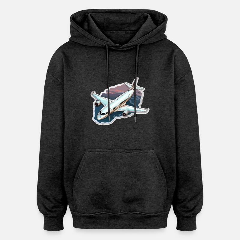 Avion - illustration - Sweat à capuche oversize unisexe - charbon
