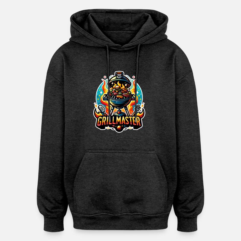 GrillMaster - Illustration de gril - Sweat à capuche oversize unisexe - charbon