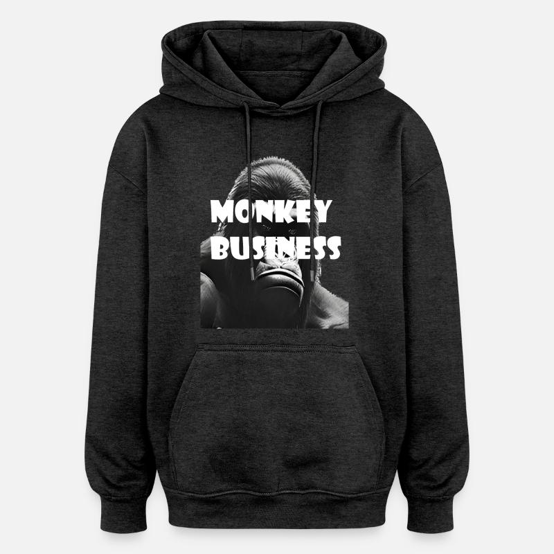 Monkey Business - Gorille - Sweat à capuche oversize unisexe - charbon