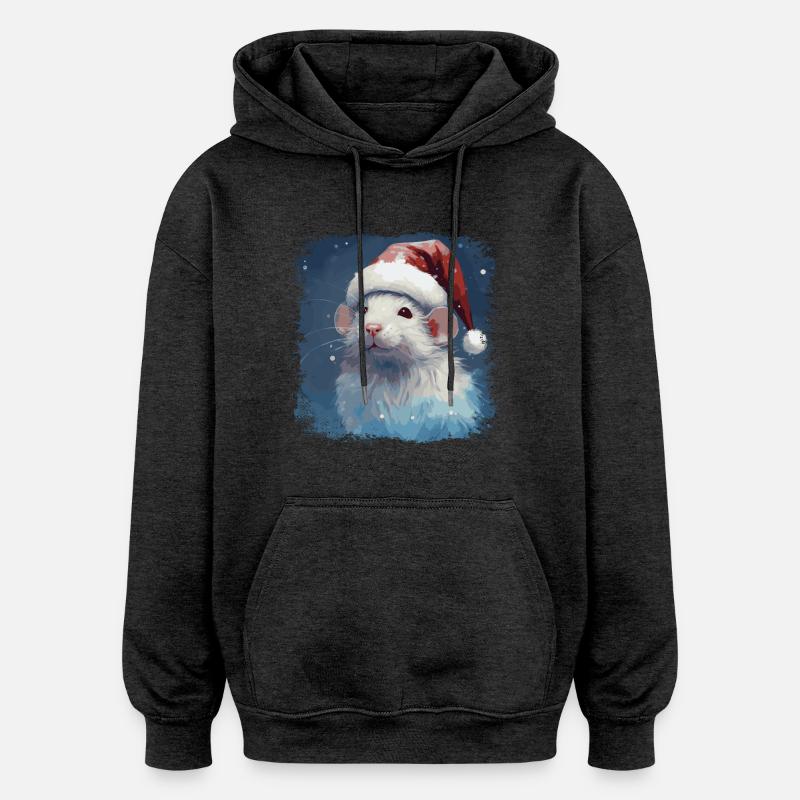 Rat de Noël frais - Sweat à capuche oversize unisexe - charbon