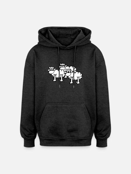 Sheep - Oversized Unisex Hoodie - charcoal grey