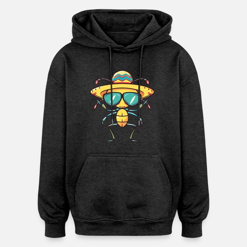 Fourmi Drôle Sombrero - Sweat à capuche oversize unisexe - charbon
