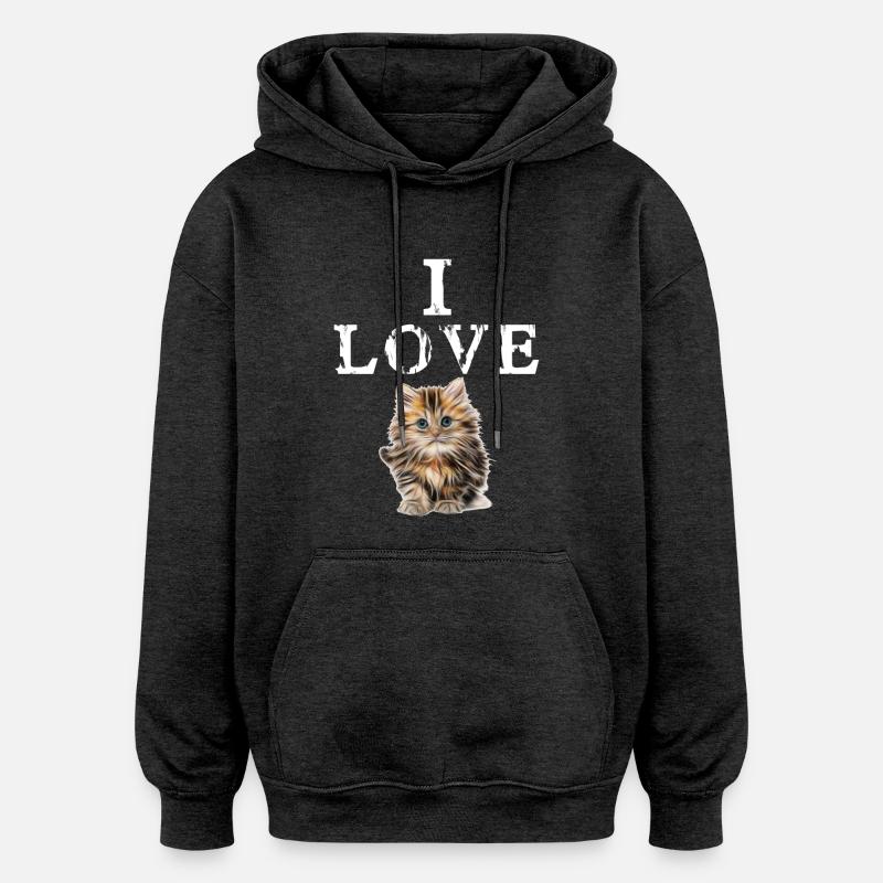 J'aime les chats - Sweat à capuche oversize unisexe - charbon
