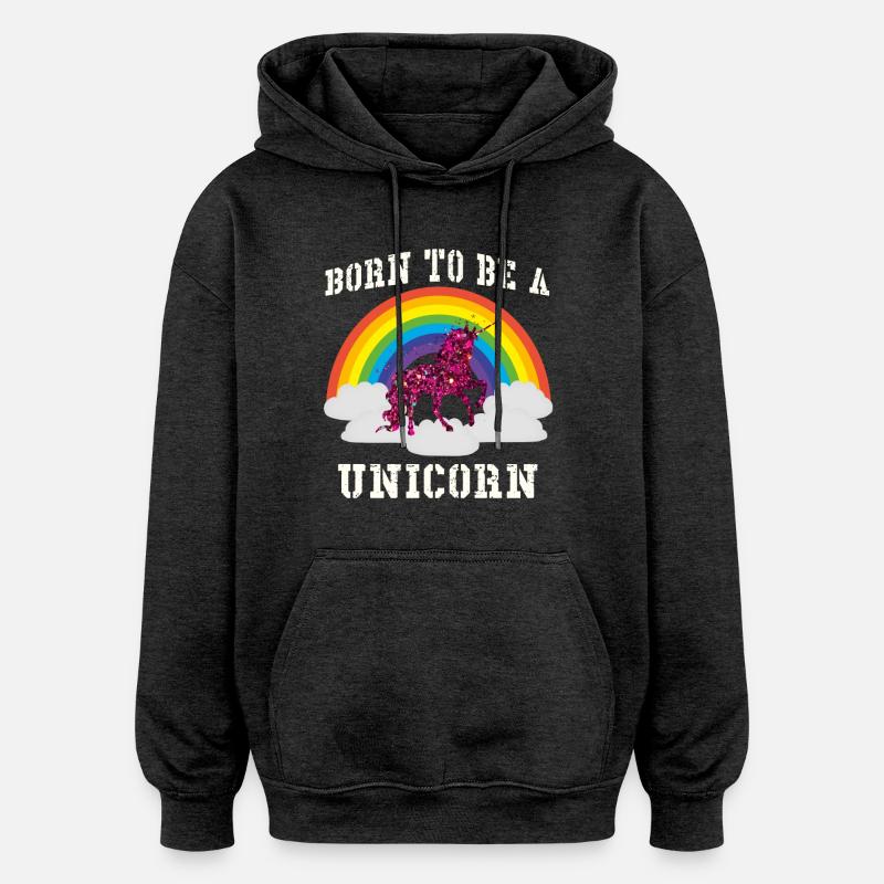 Regenbogen Einhorn - Oversized Unisex Hoodie - Anthrazit