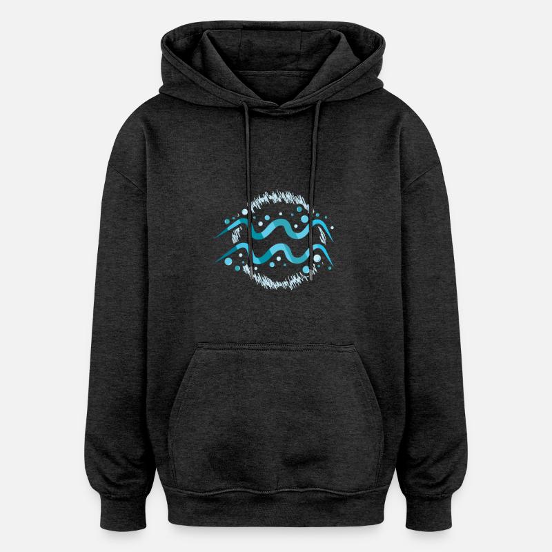 Signe du zodiaque Verseau - Sweat à capuche oversize unisexe - charbon