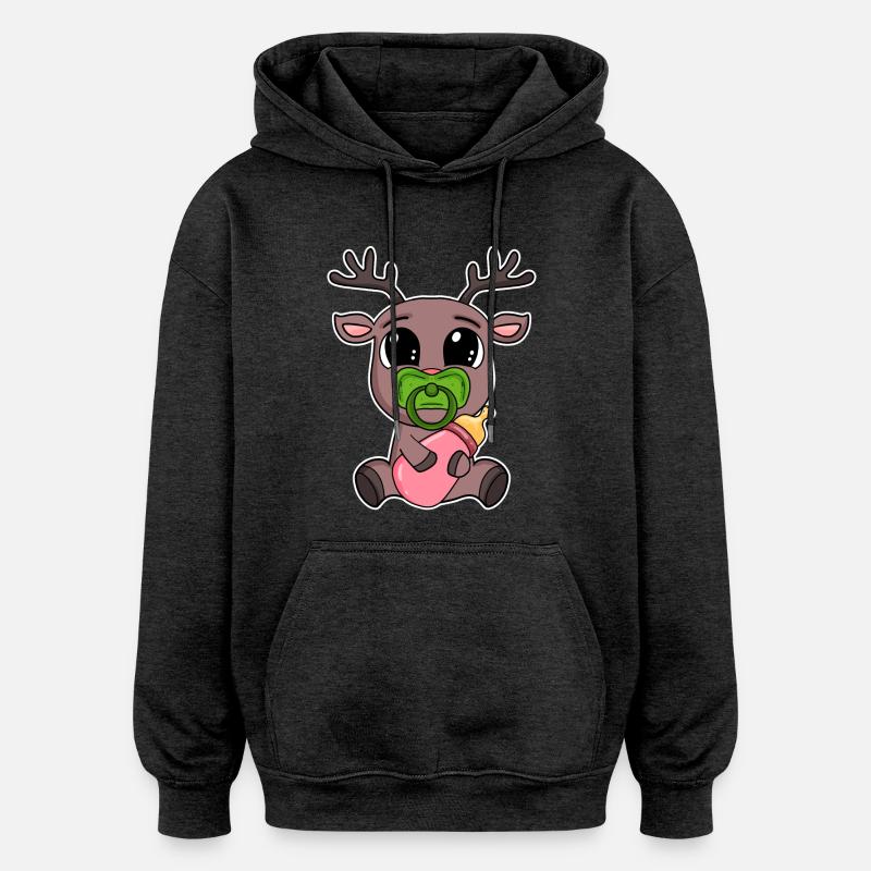 Bébé renne - Sweat à capuche oversize unisexe - charbon