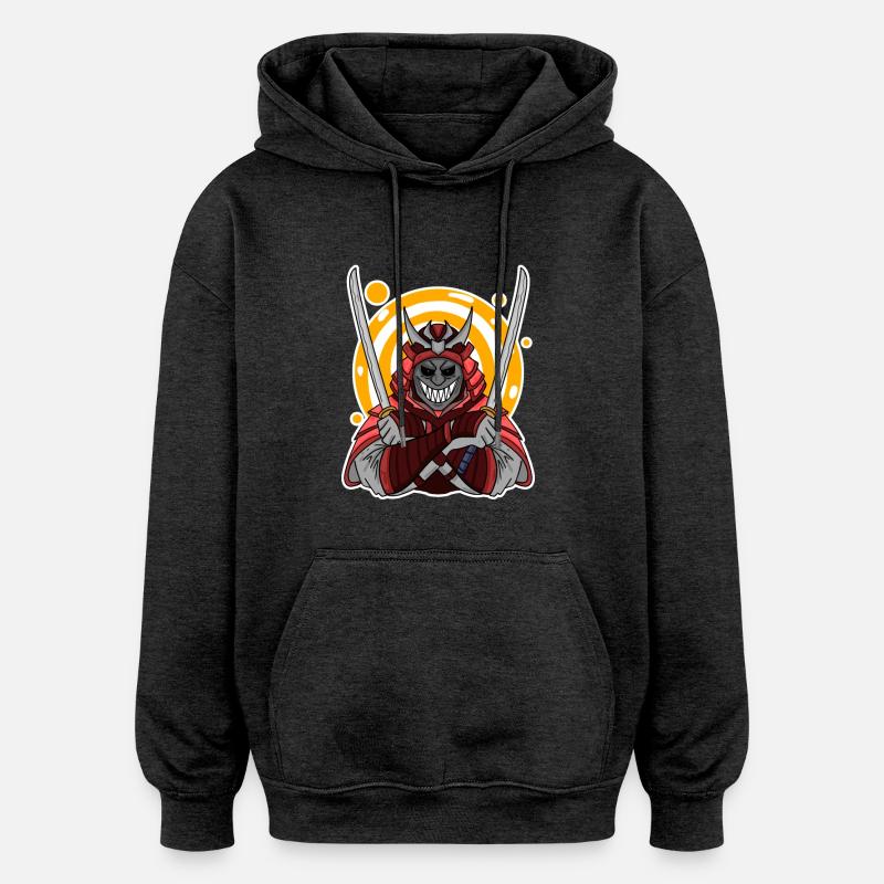 Motif de samouraï - Sweat à capuche oversize unisexe - charbon