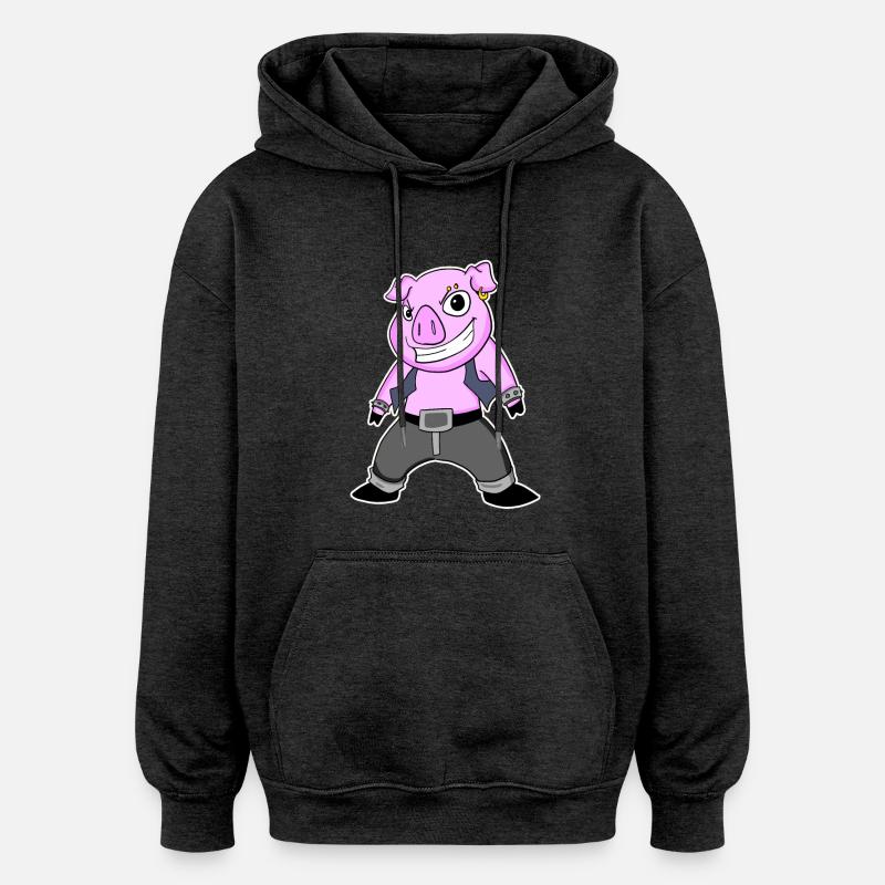 Cochon Cool - Sweat à capuche oversize unisexe - charbon