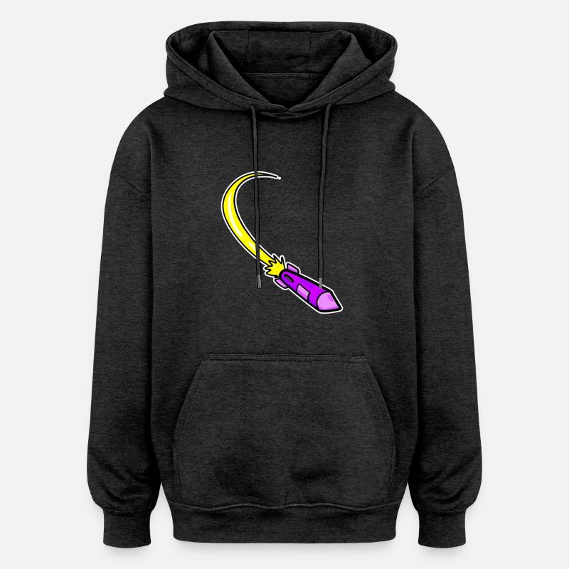 Fusée violette - Sweat à capuche oversize unisexe - charbon