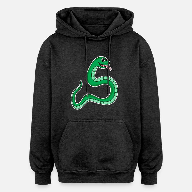 Serpent - Serpent vert - Sweat à capuche oversize unisexe - charbon
