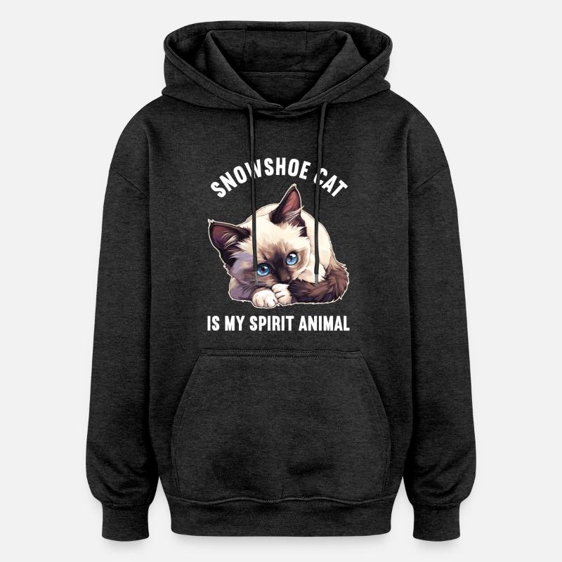 Chaton raquette Chat raquette - Sweat à capuche oversize unisexe - charbon