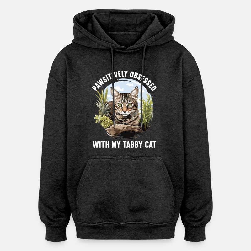 Tabby Kitten Tabby Cat - Oversized Unisex Hoodie - charcoal grey
