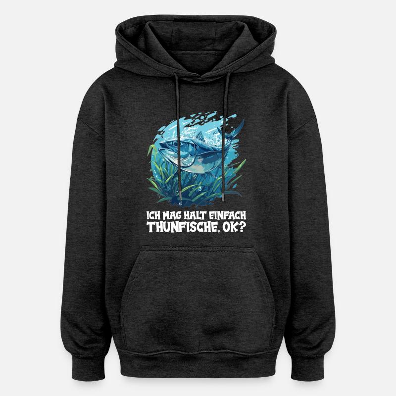 Thon Thunfische Thunfisch - Sweat à capuche oversize unisexe - charbon