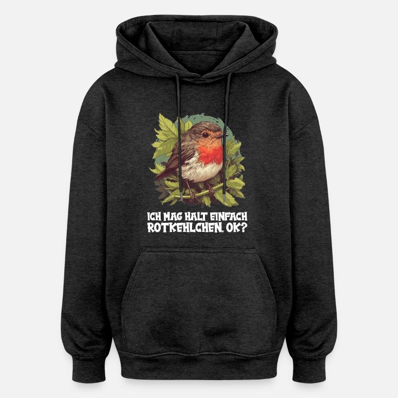 Robin Rotkehlchen - Sweat à capuche oversize unisexe - charbon