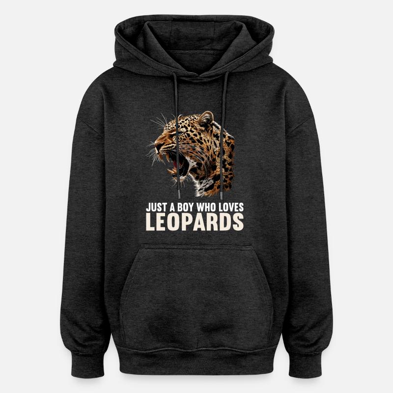 Léopard léopard - Sweat à capuche oversize unisexe - charbon