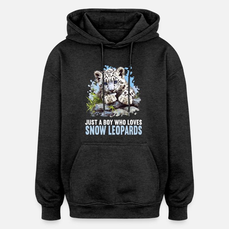 Léopard des neiges Schneeleoparden Schneeleopard - Sweat à capuche oversize unisexe - charbon