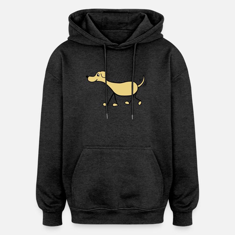 Funny Dog Drawing - Sweat à capuche oversize unisexe - charbon