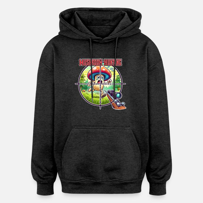 Chasse au champignons - Sweat à capuche oversize unisexe - charbon