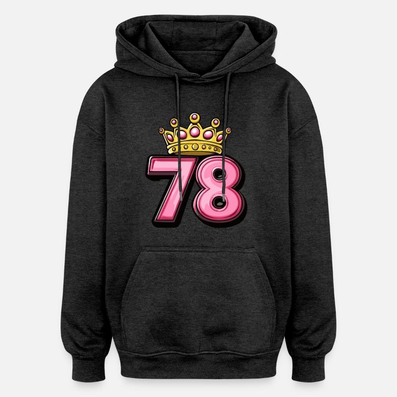 78 Nombre Couronne - Sweat à capuche oversize unisexe - charbon