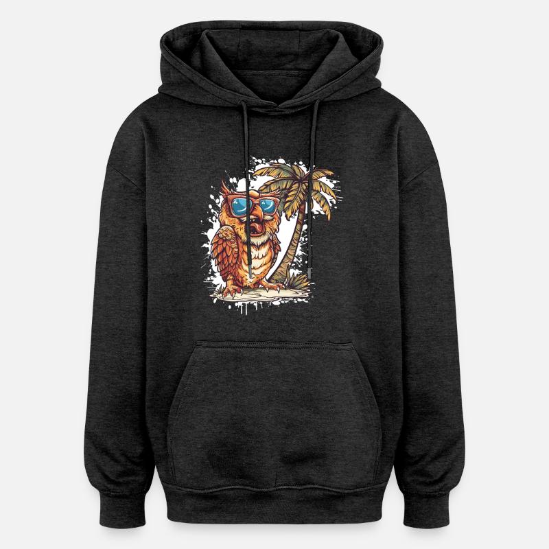 Owl Island Palmier - Sweat à capuche oversize unisexe - charbon