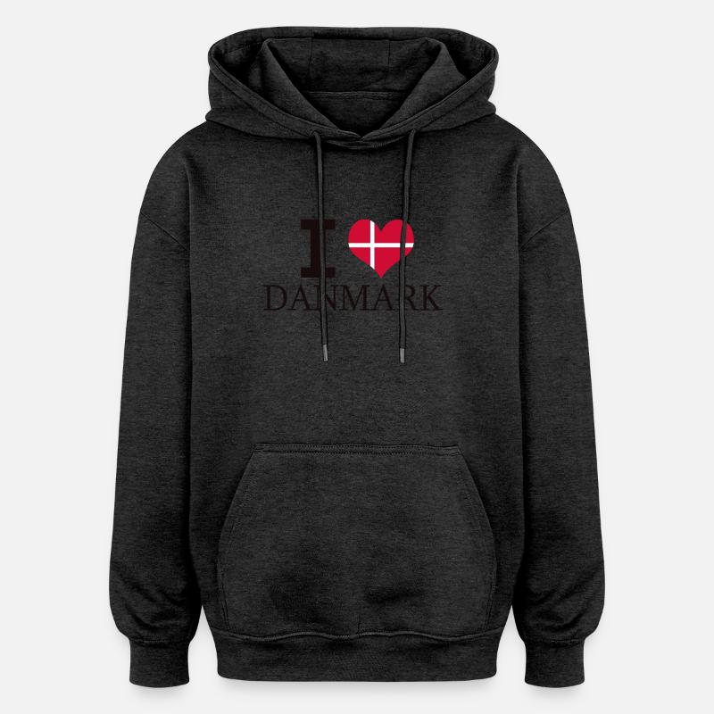 J'AIME LE DANEMARK - Sweat à capuche oversize unisexe - charbon