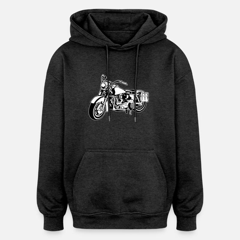 moto Chopper 10_schwarz blanc - Sweat à capuche oversize unisexe - charbon