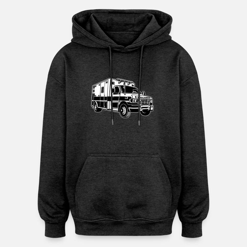 Ambulance / Ambulance 01_schwarz blanc - Sweat à capuche oversize unisexe - charbon
