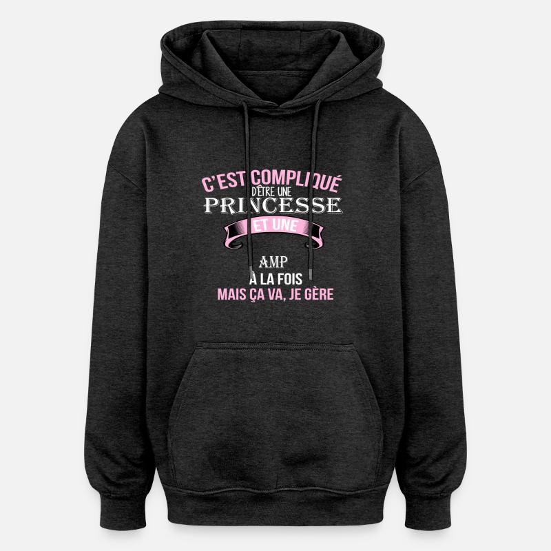 AMP - Sweat à capuche oversize unisexe - charbon