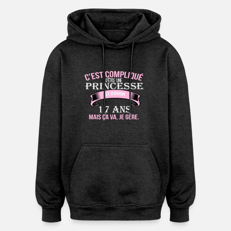 17 ans - Sweat à capuche oversize unisexe - charbon