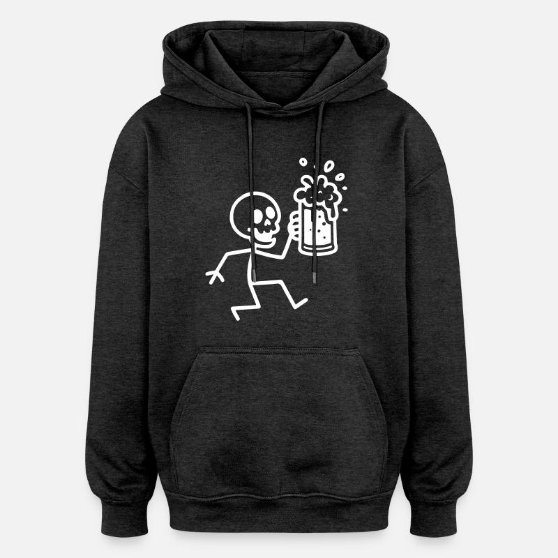 Squelette Bière Drôle - Sweat à capuche oversize unisexe - charbon