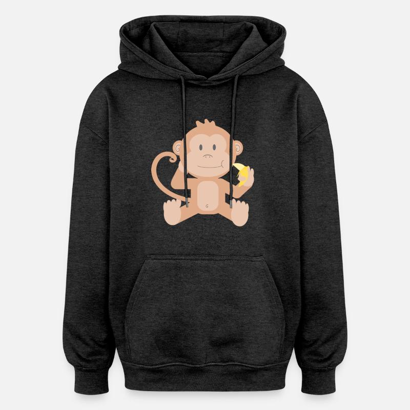 Bébé singe banane - Sweat à capuche oversize unisexe - charbon