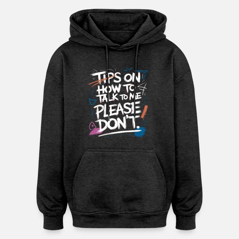 Introverti et sans conversation - Sweat à capuche oversize unisexe - charbon