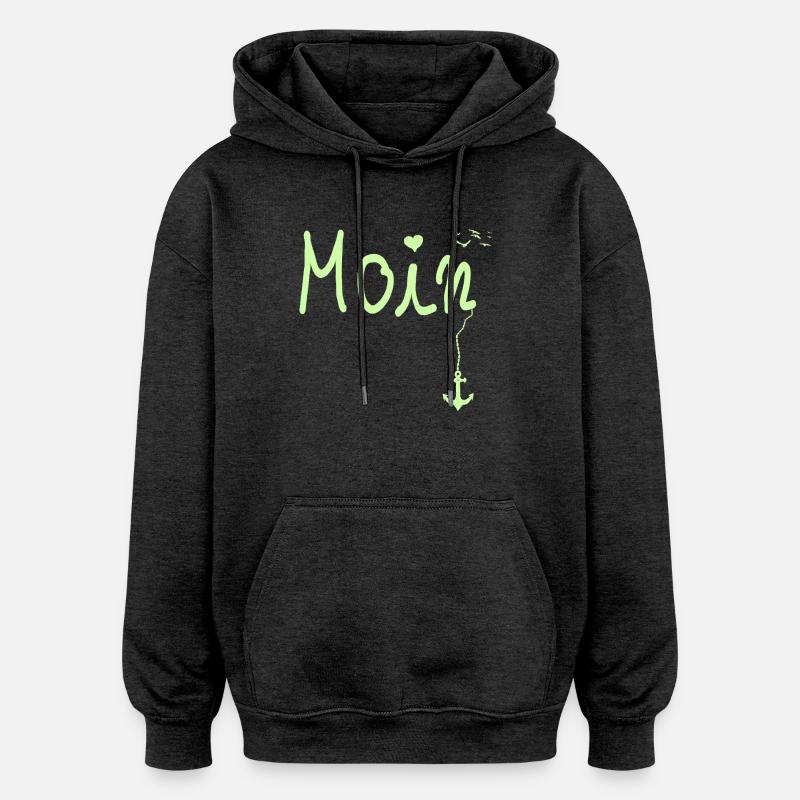 Moin Bienvenue Moin avec Seagull - Sweat à capuche oversize unisexe - charbon