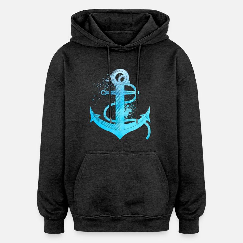 ancre - Sweat à capuche oversize unisexe - charbon
