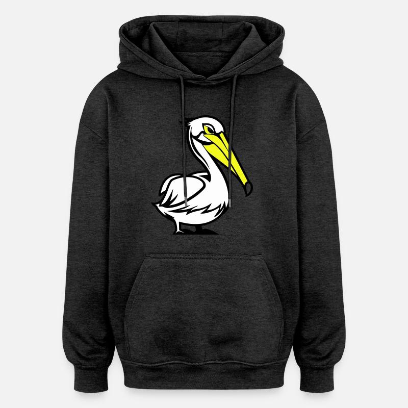 Pelikan Comic - Oversized Unisex Hoodie - charcoal grey