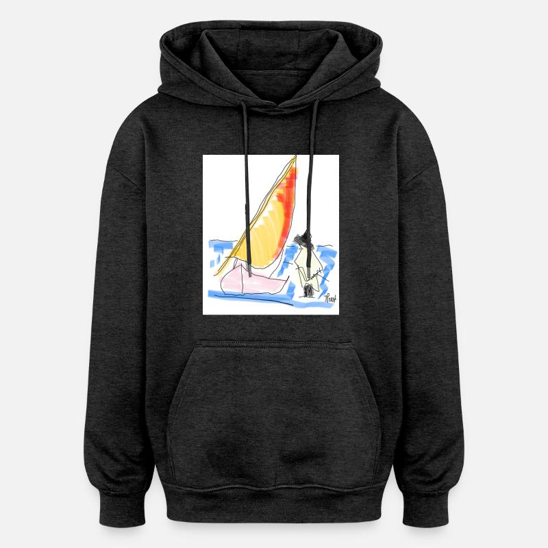 Bateau gratuit - Sweat à capuche oversize unisexe - charbon