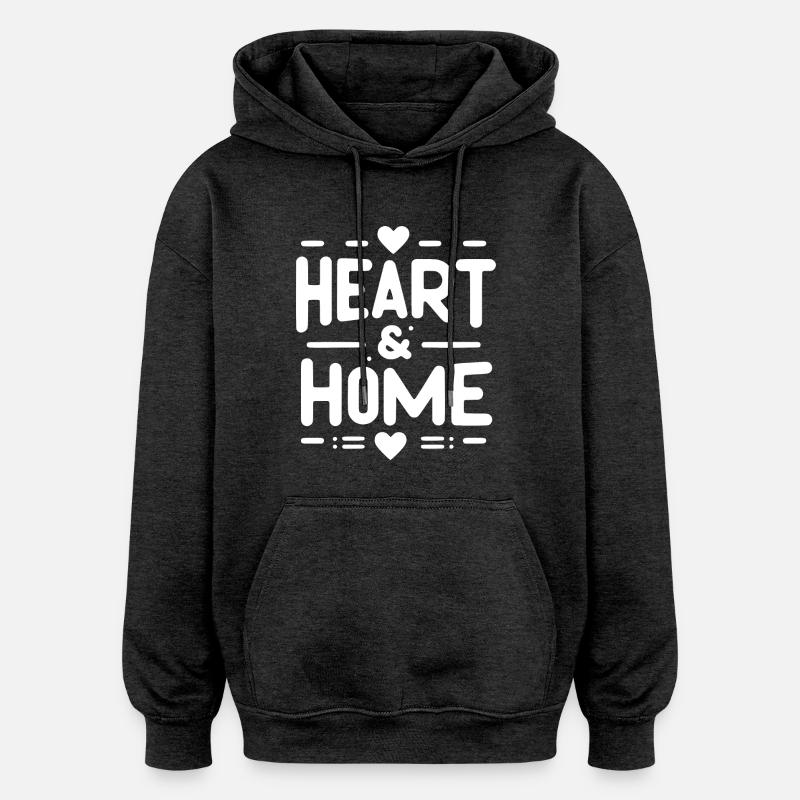 Cœur et maison - Sweat à capuche oversize unisexe - charbon
