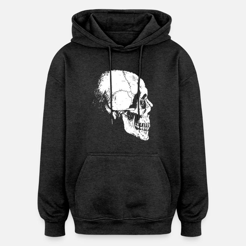 tête squelette - Sweat à capuche oversize unisexe - charbon