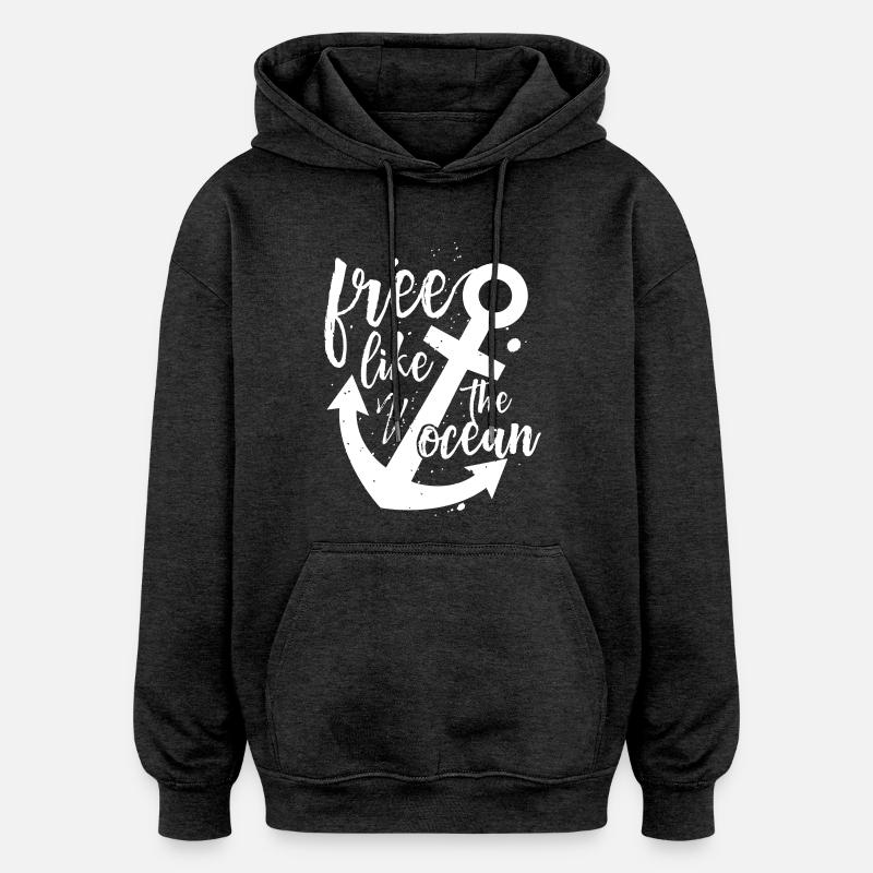 Libre comme l'océan - Sweat à capuche oversize unisexe - charbon