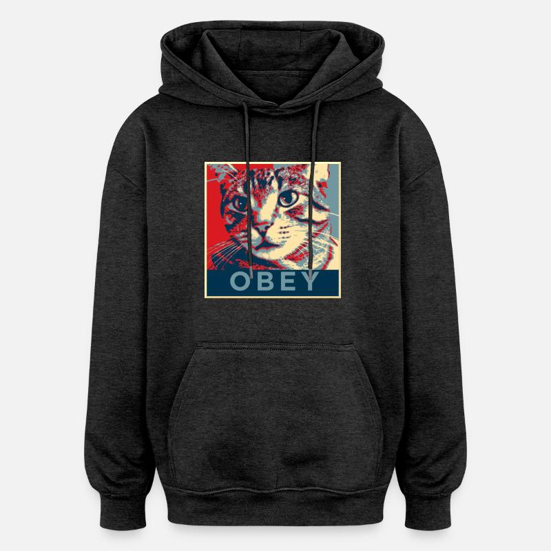 Obéissez le chat! - Sweat à capuche oversize unisexe - charbon
